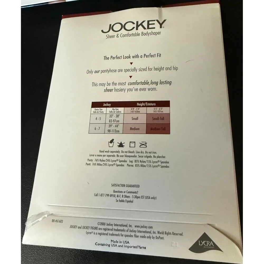 Jockey Womens Medium Bodyshaper Pantyhose Tuxedo Black‎ Sheer Control Top NEW